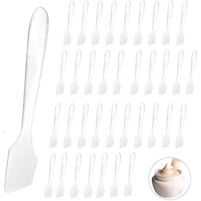 Tuklye 100PCS DISPOSABLE MAKEUP SPATULA,TRANSLUCENT MAKEUP FROSTED TIP SPATULA COSMETIC SPATULA FOR MIXING AND SAMPLING,DISPOSABLE MASK STICK CREAM MIXING SPATULAS MAKEUP COSMETIC MAKE UP TOOLS - Image 1